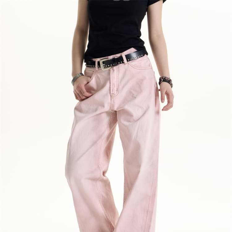 Pantalón de mujer ancho retro estampado flor cerezo
