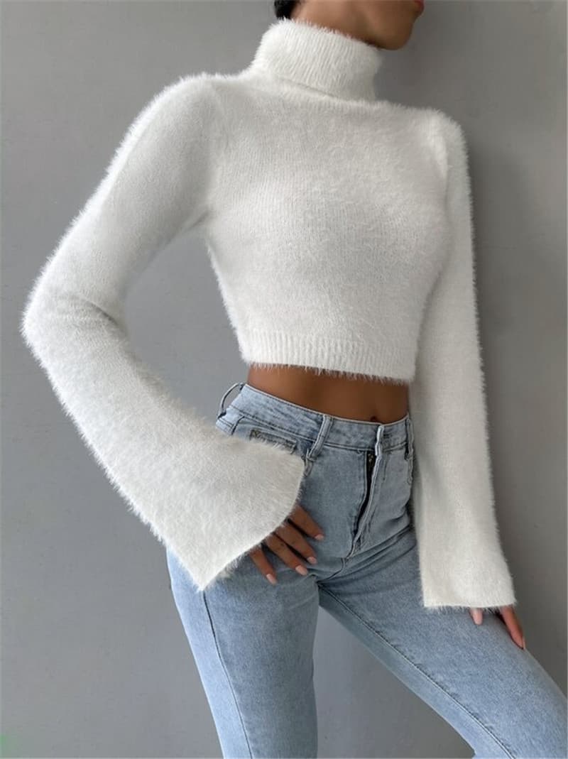 Suéter mujer cuello polera estilo europeo-americano