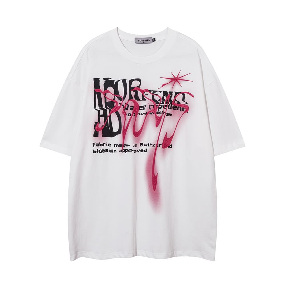 Camiseta hombre letras abstractas manga corta