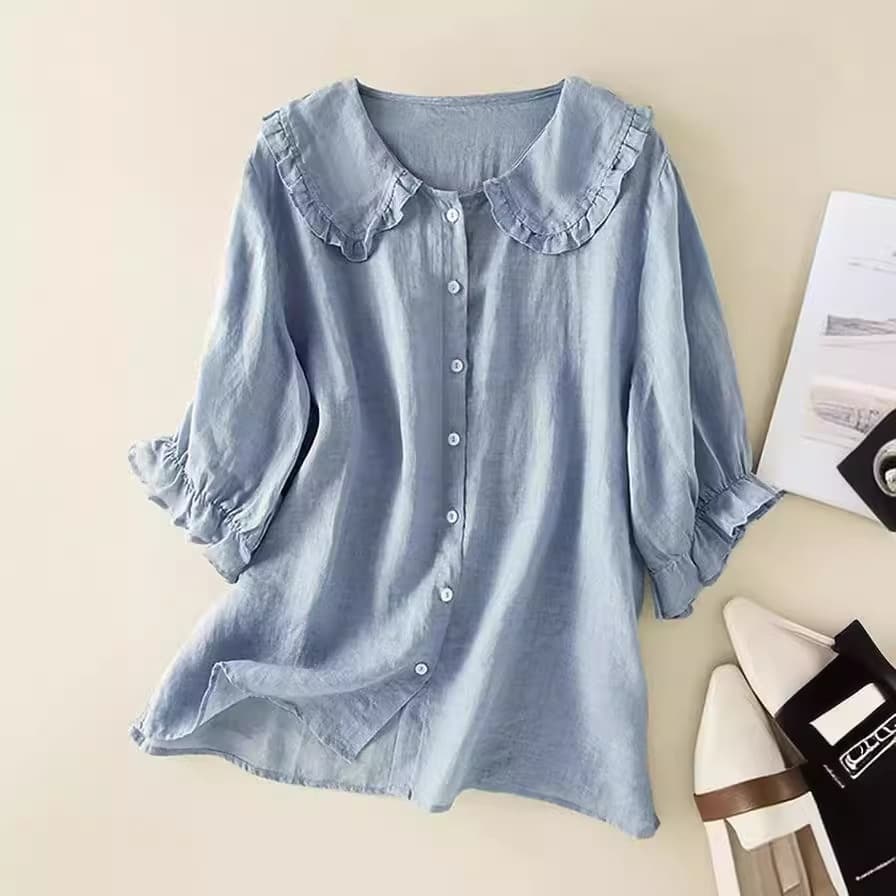 Blusa suelta de media manga para mujer con patrón 3D