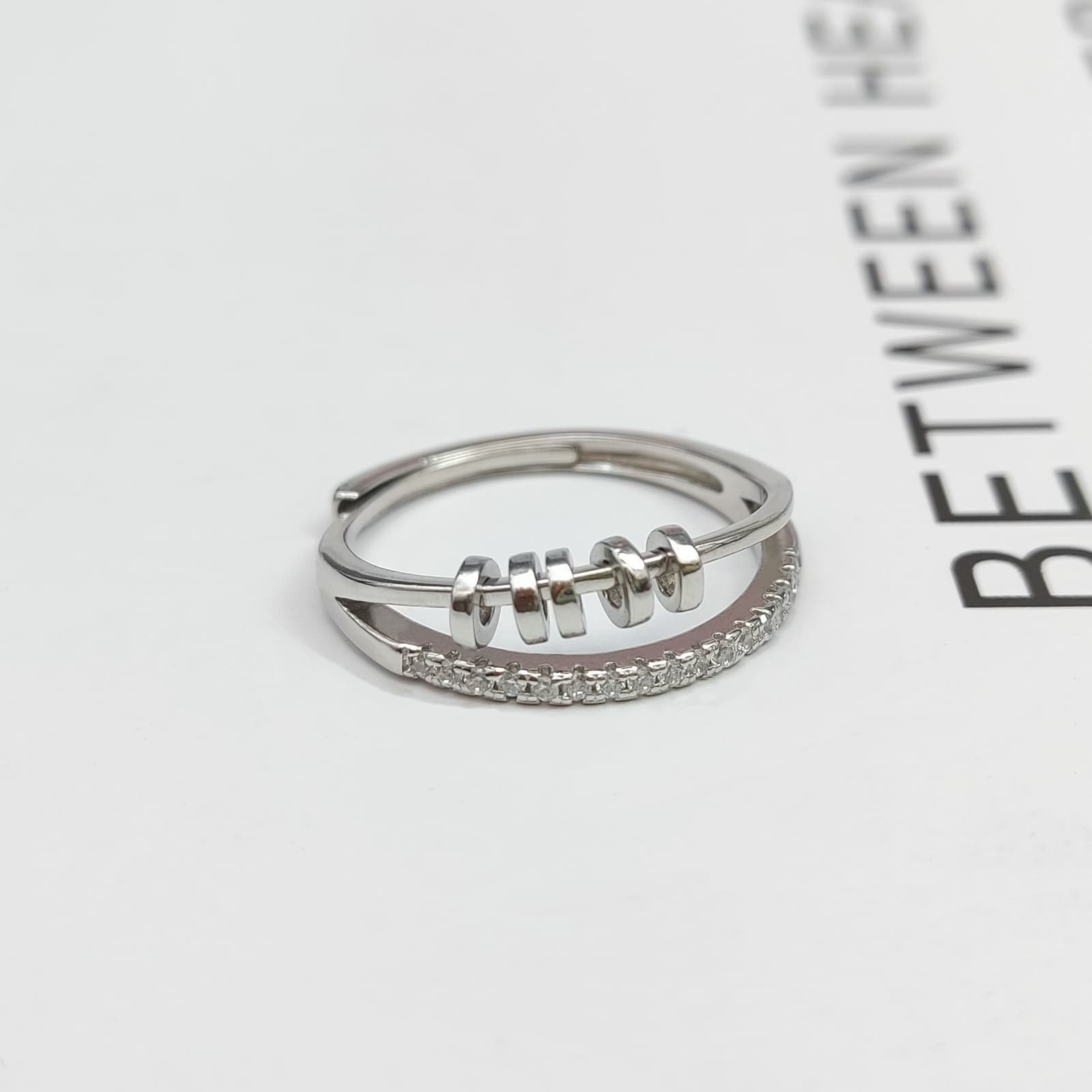 Anillo de plata esterlina 925 con cinco bandas giratorias