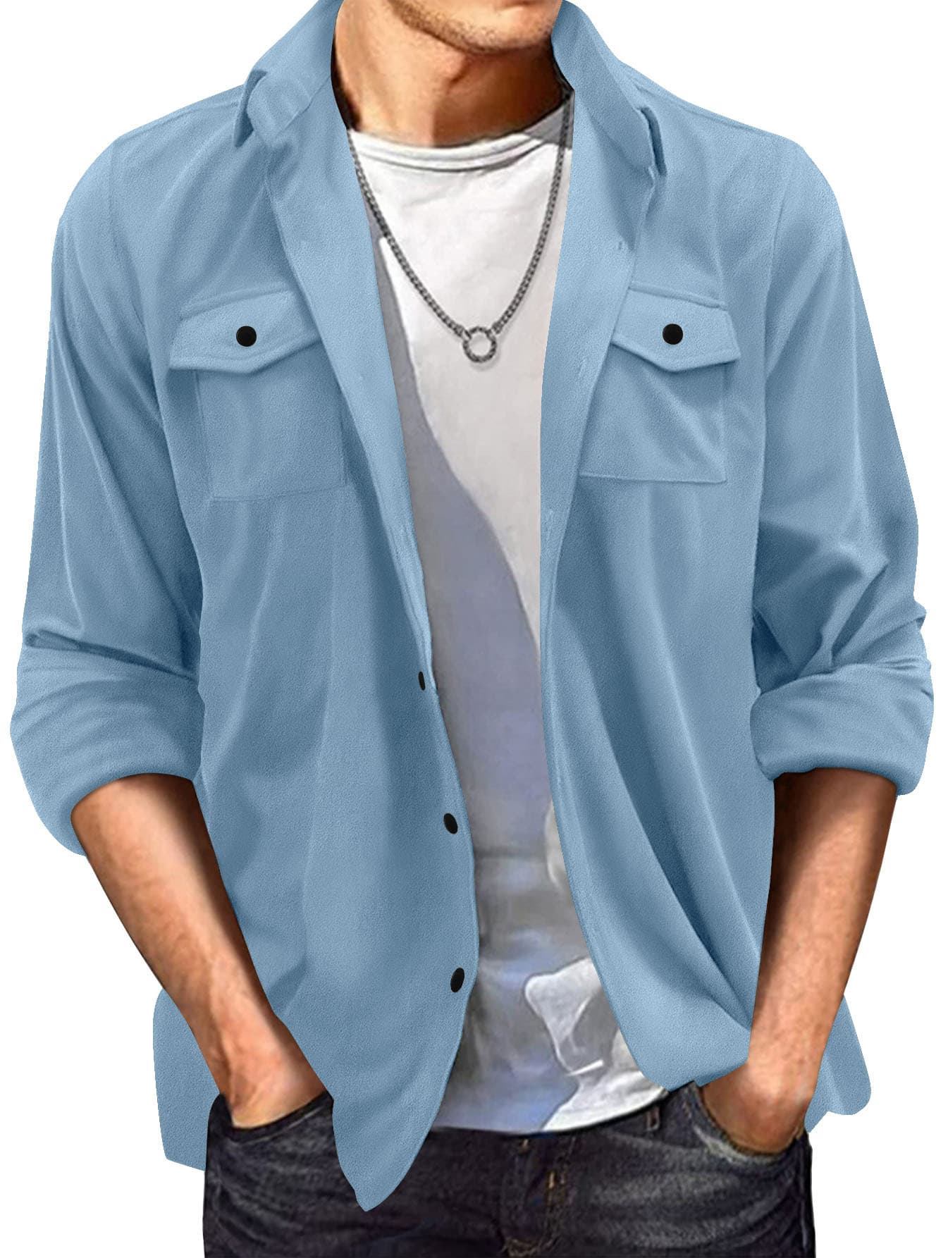 Chaqueta de ante casual tipo solapa para hombre