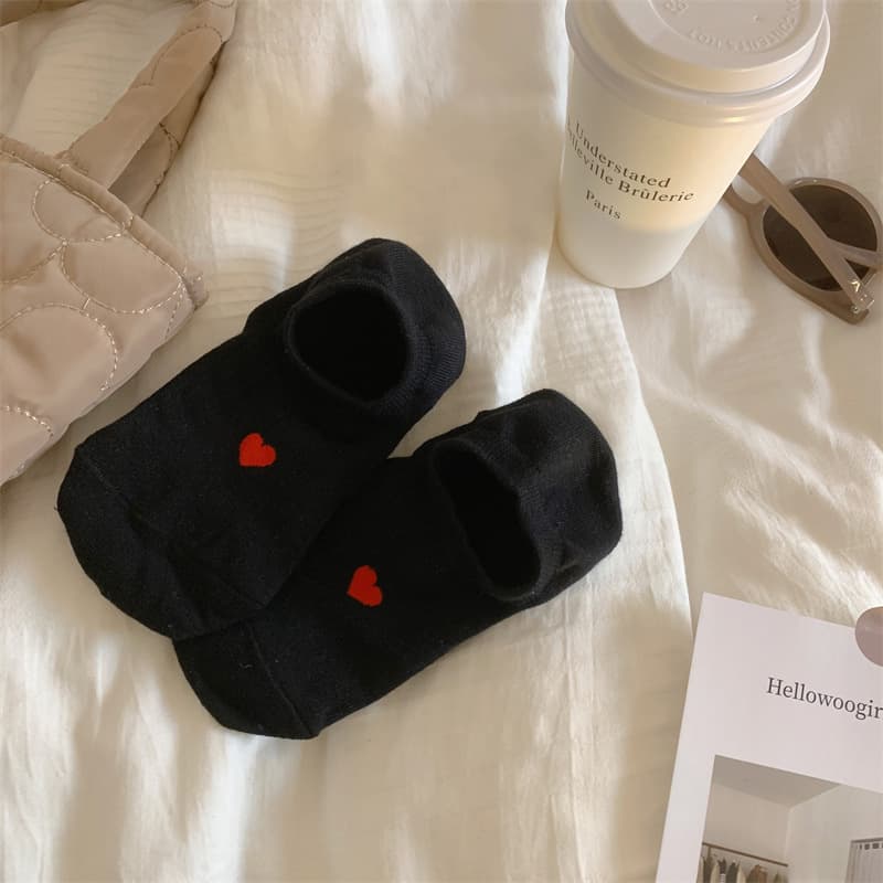Calcetines invisibles para mujer de algodón con patrón amor