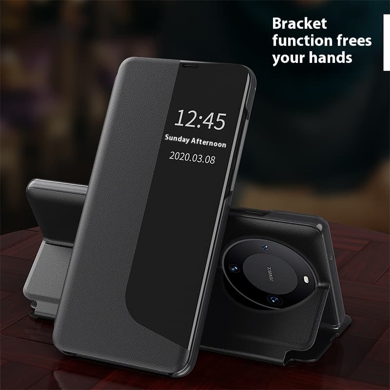 Funda con ventana lateral, imán y protección contra caídas