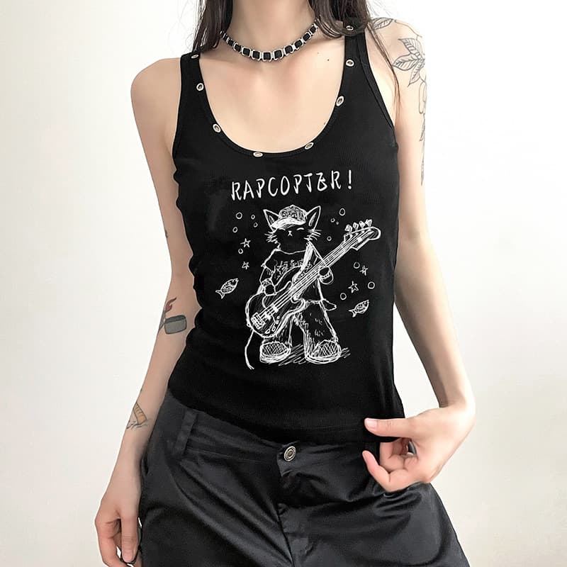 Camiseta sin mangas con cuello en U y corte ceñido