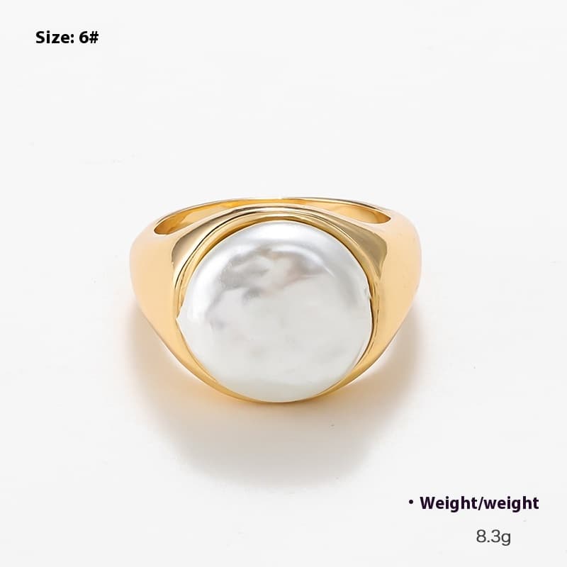 Anillo de perla chapado en oro