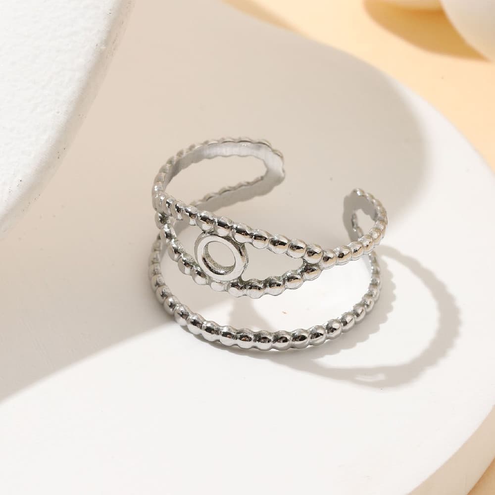 Anillo de acero inoxidable retrô francés, ajustable
