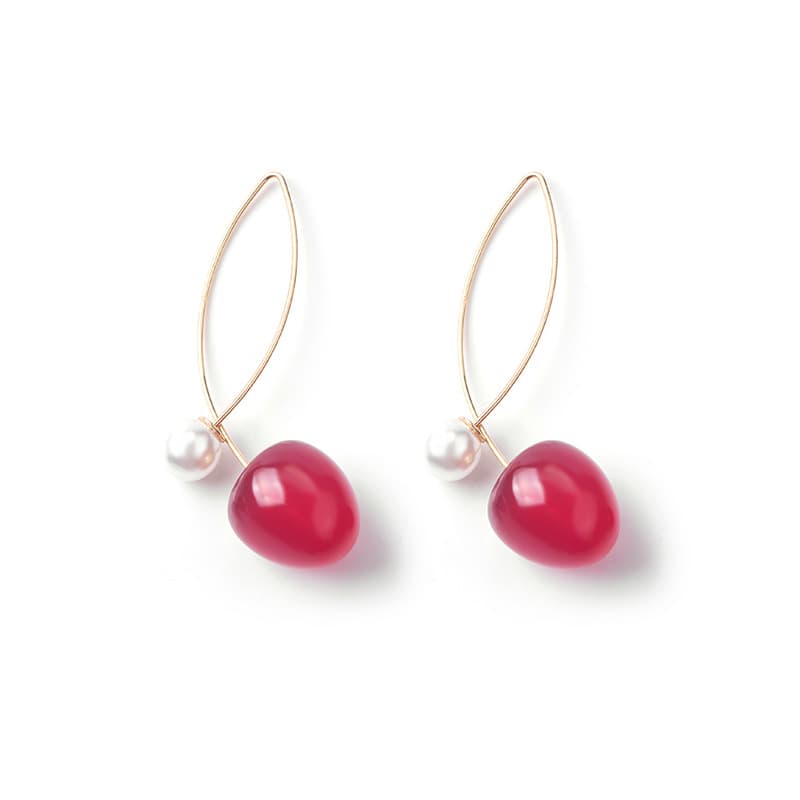 Aretes de cereza artificial con degradado rojo
