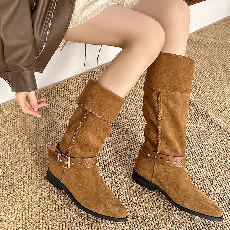 Botas vaqueras de estilo británico, altura a la rodilla