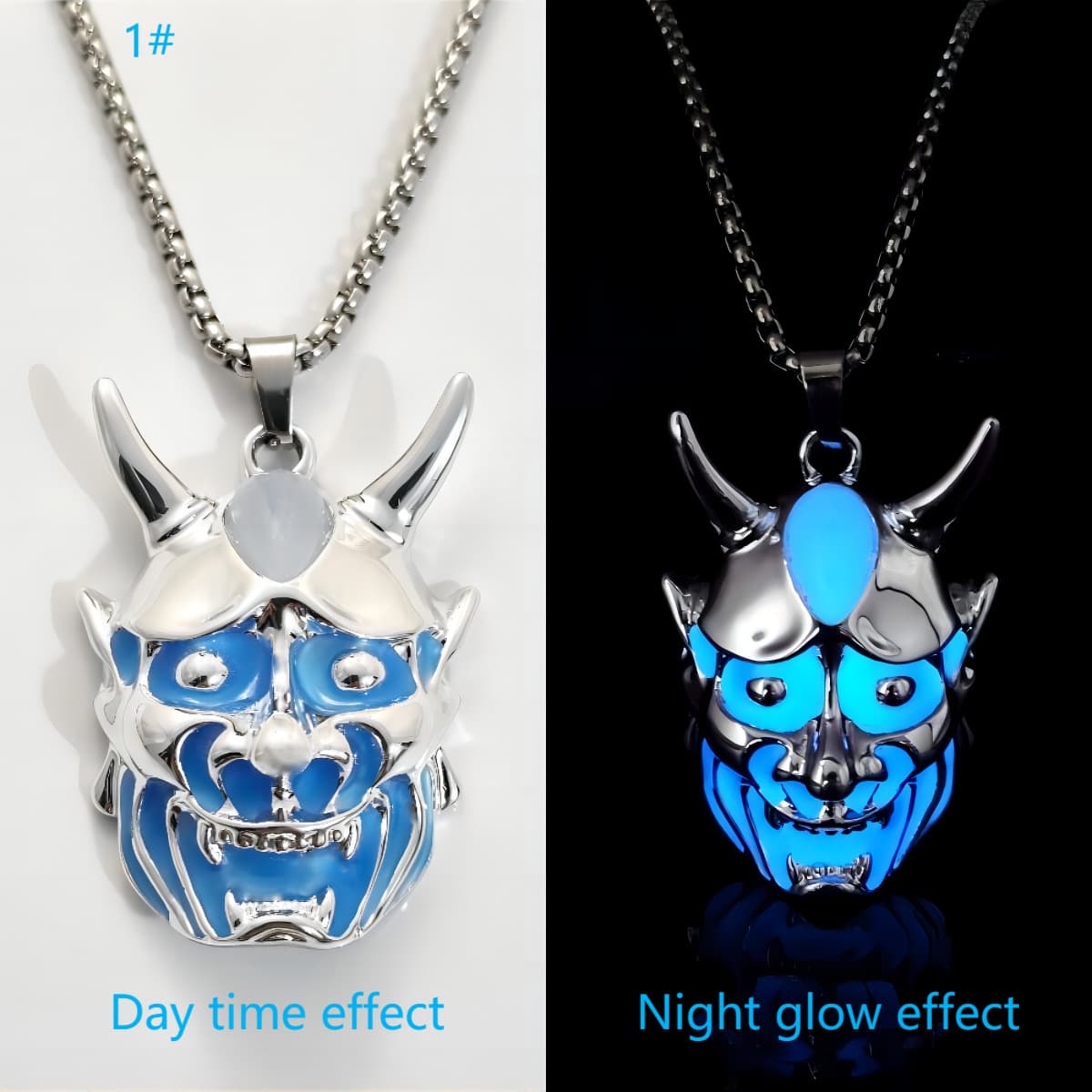 Collar de acero de titanio con máscara de fantasma luminosa