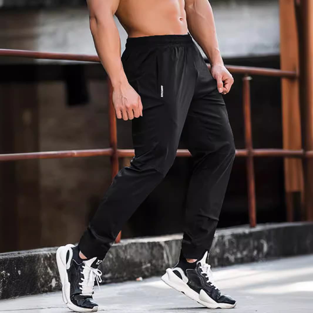 Pantalones deportivos ice silk con cintura elástica