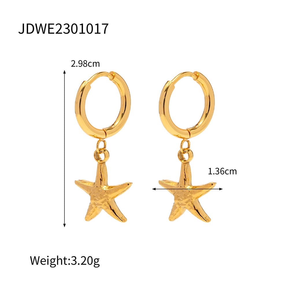 Pendientes estrella de mar acero inoxidable dorado