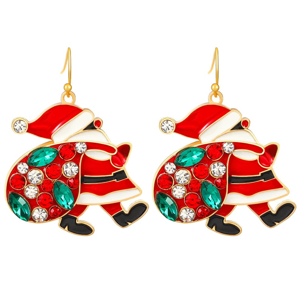 Aretes navideños Papá Noel con cristales colores