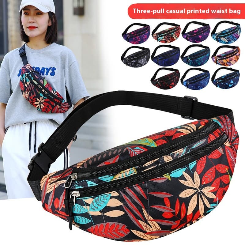 Bolsa de cintura nylon multicompartimento de moda