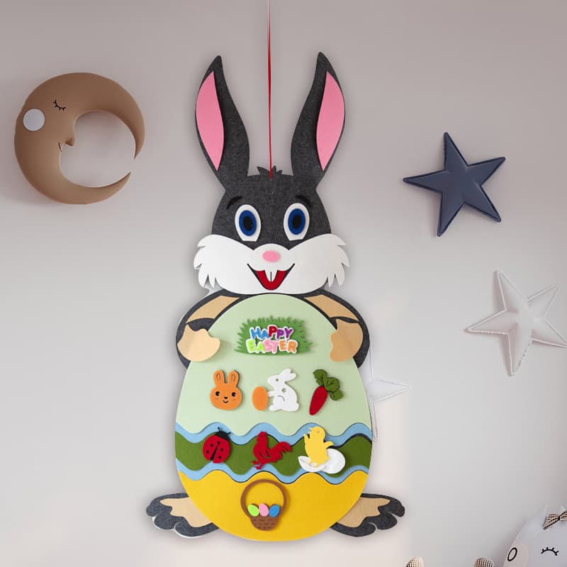 Colgante de conejito de fieltro para Pascua con parches