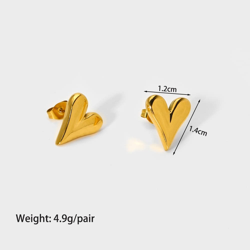 Aretes en forma de corazón de acero inoxidable