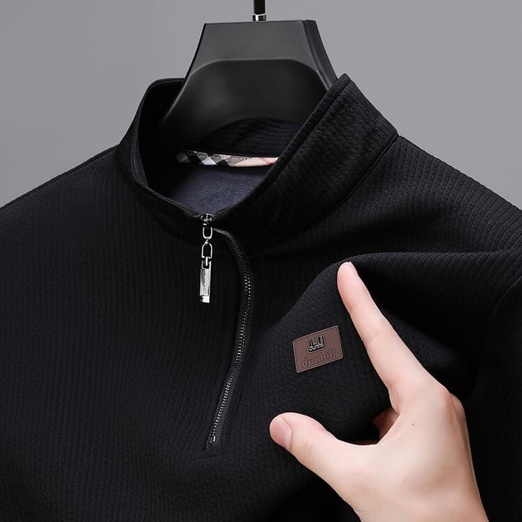 Sudadera con cuello alto y media cremallera forrada en polar
