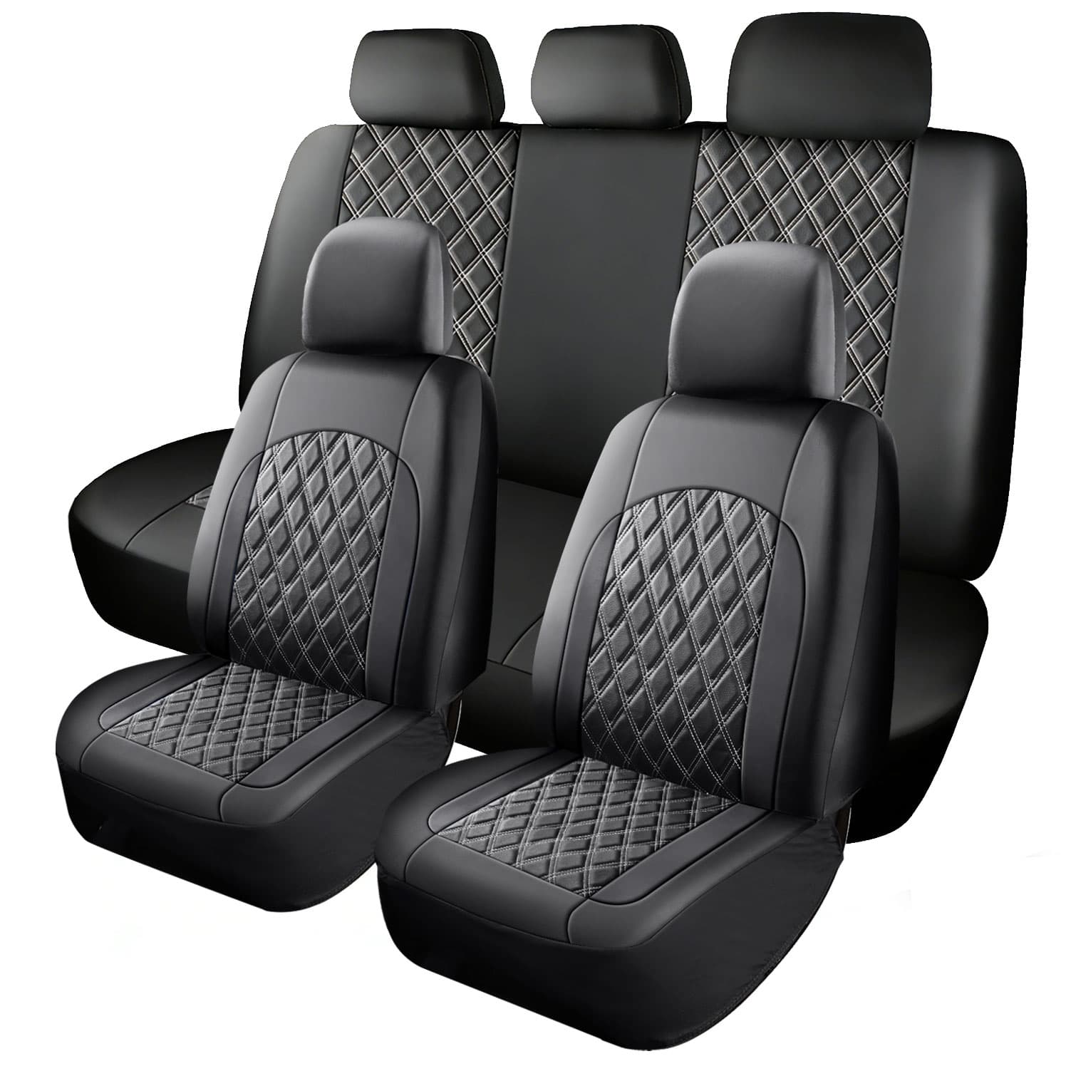 Funda de asiento de auto 5 piezas con patrón diamante