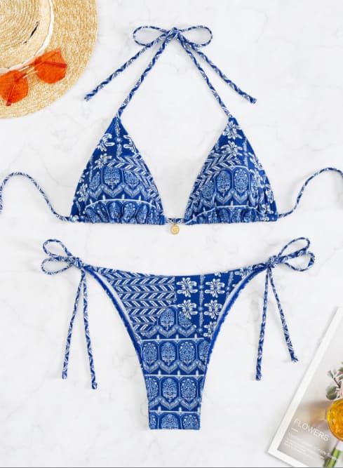 Bikini de banda estampada para mujer