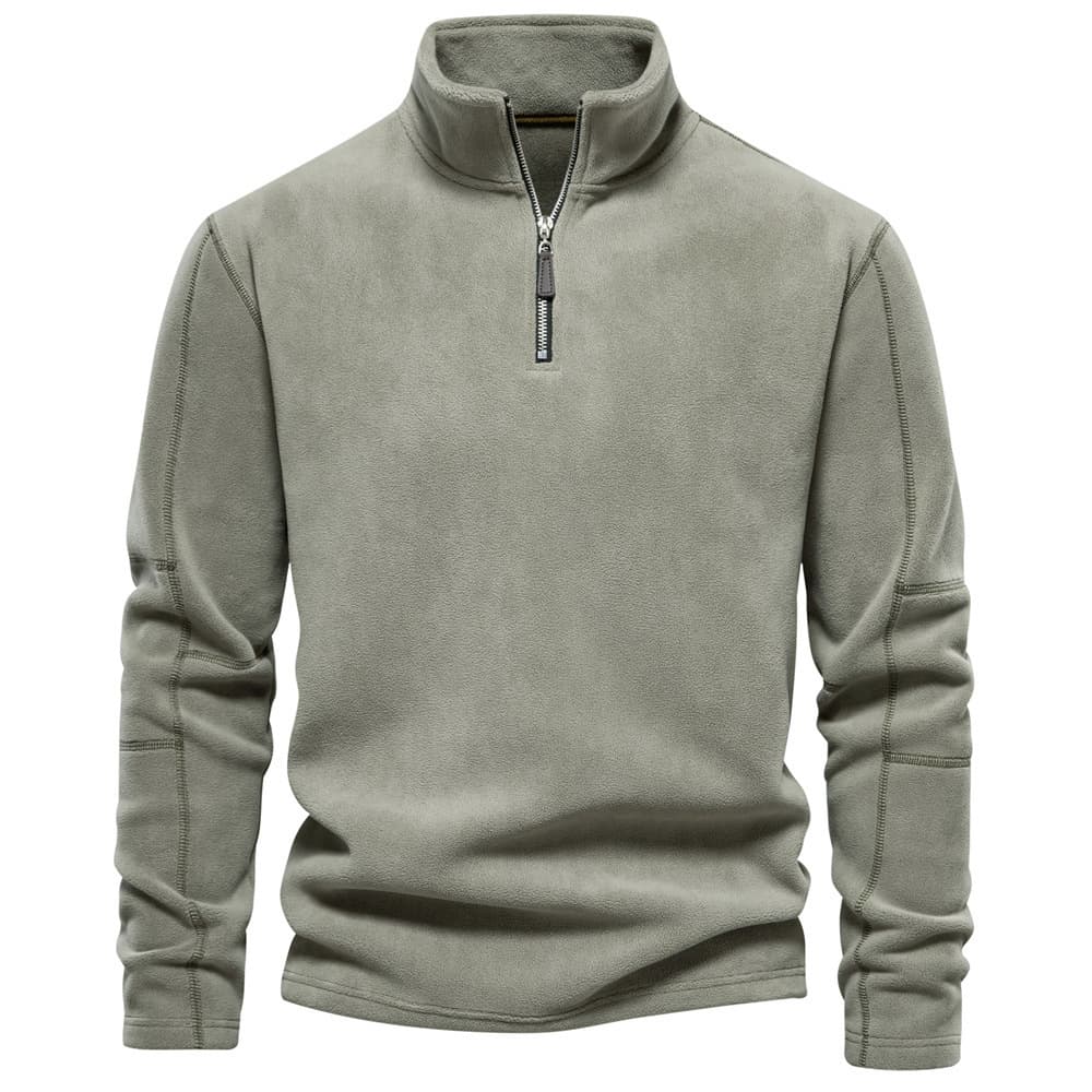 Sweater para hombre cuello parado, media cremallera