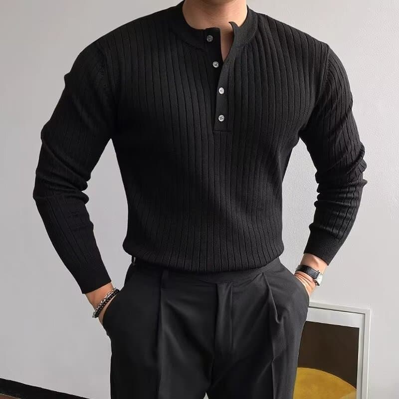 Suéter henley manga larga de chenilla