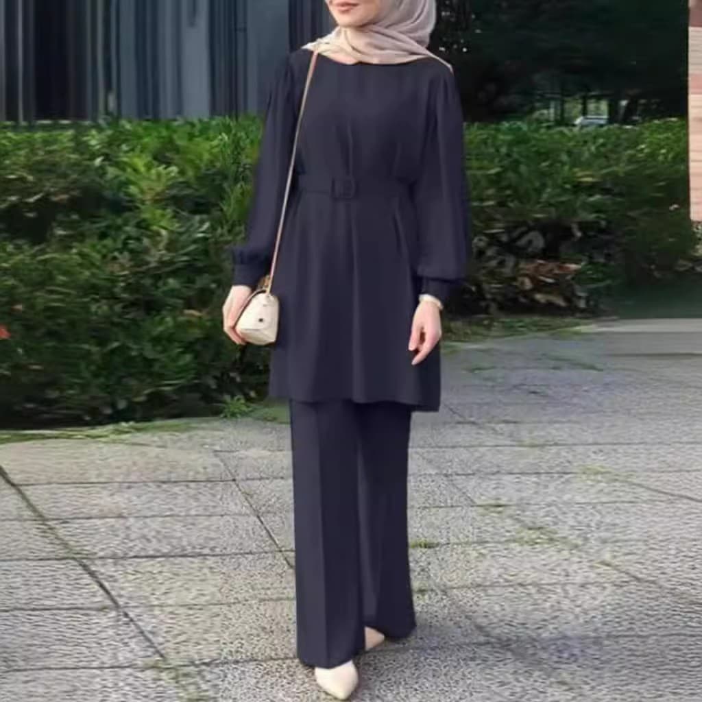 Conjunto de blusa manga larga y pantalón con cintura elástica