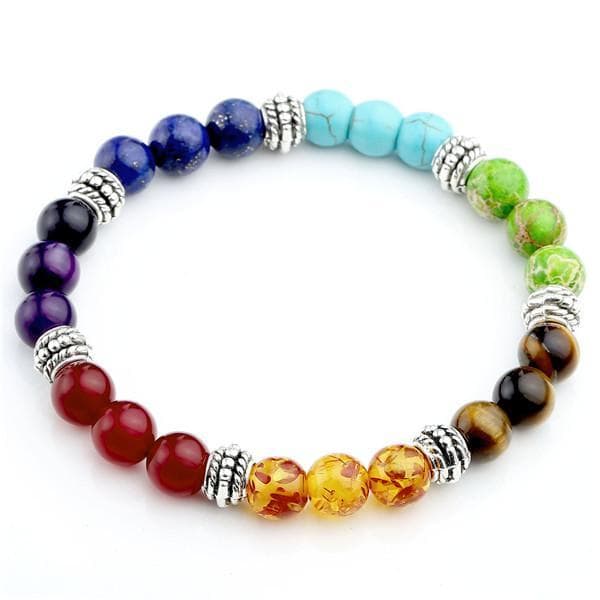 Pulsera de perlas de piedra volcánica multicolor de 8 mm