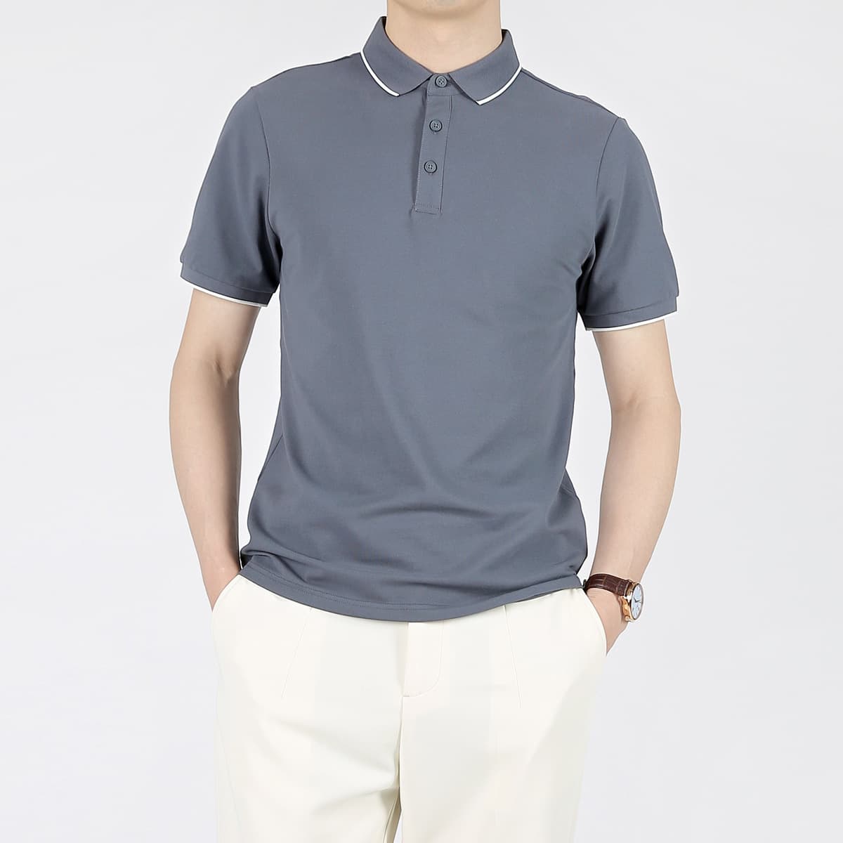 Camiseta casual de verano con solapa y mangas cortas