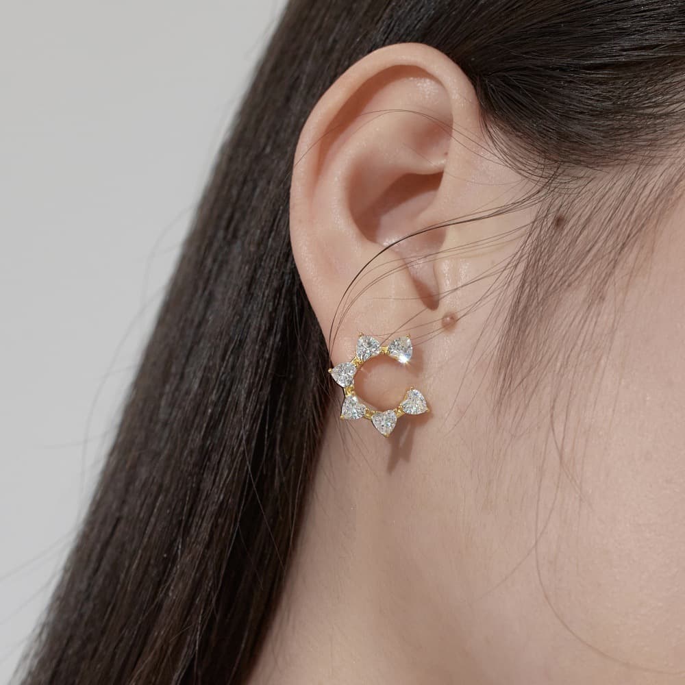 Aretes de plata 925 con diseño de corazón y girasol