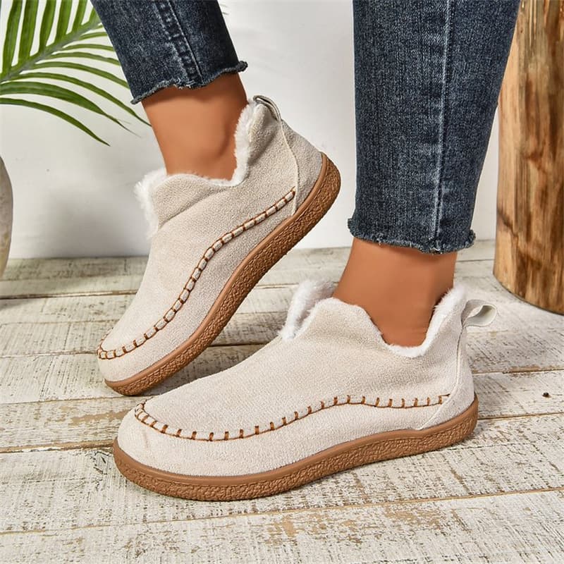 Botas de invierno con forro polar y talón plano para mujer