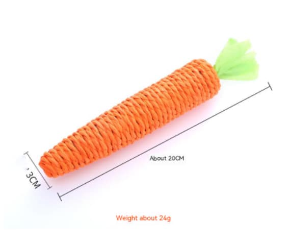 Juguete para gato zanahoria con decoración de cuerda