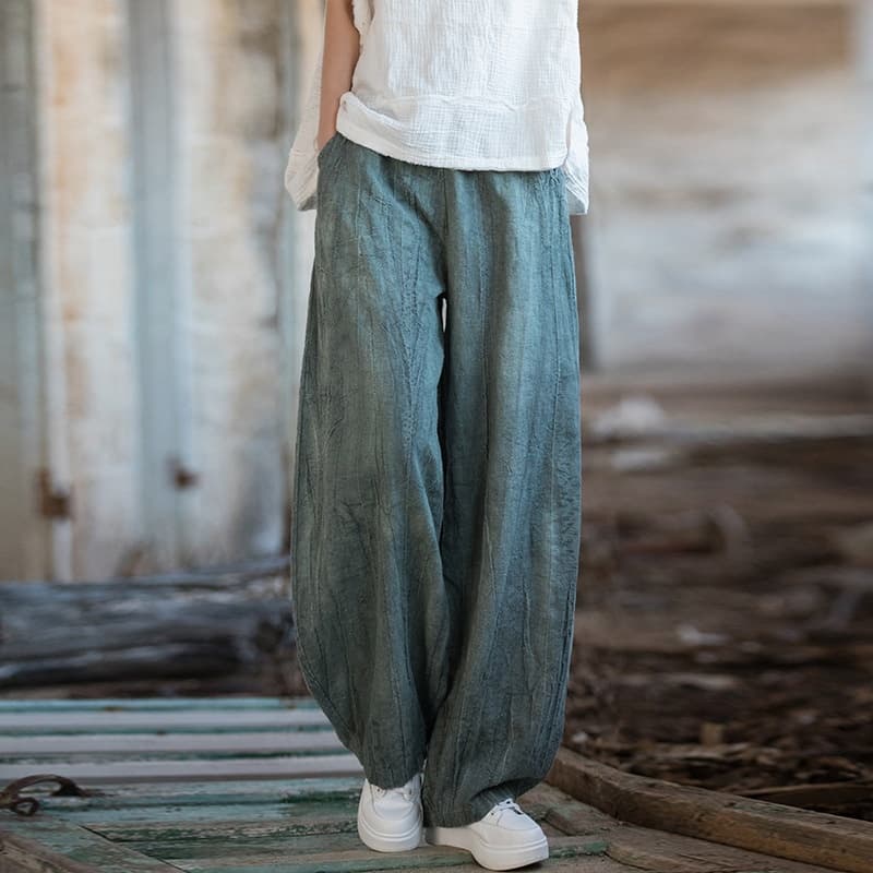 Pantalón teñido anudado con forro para invierno