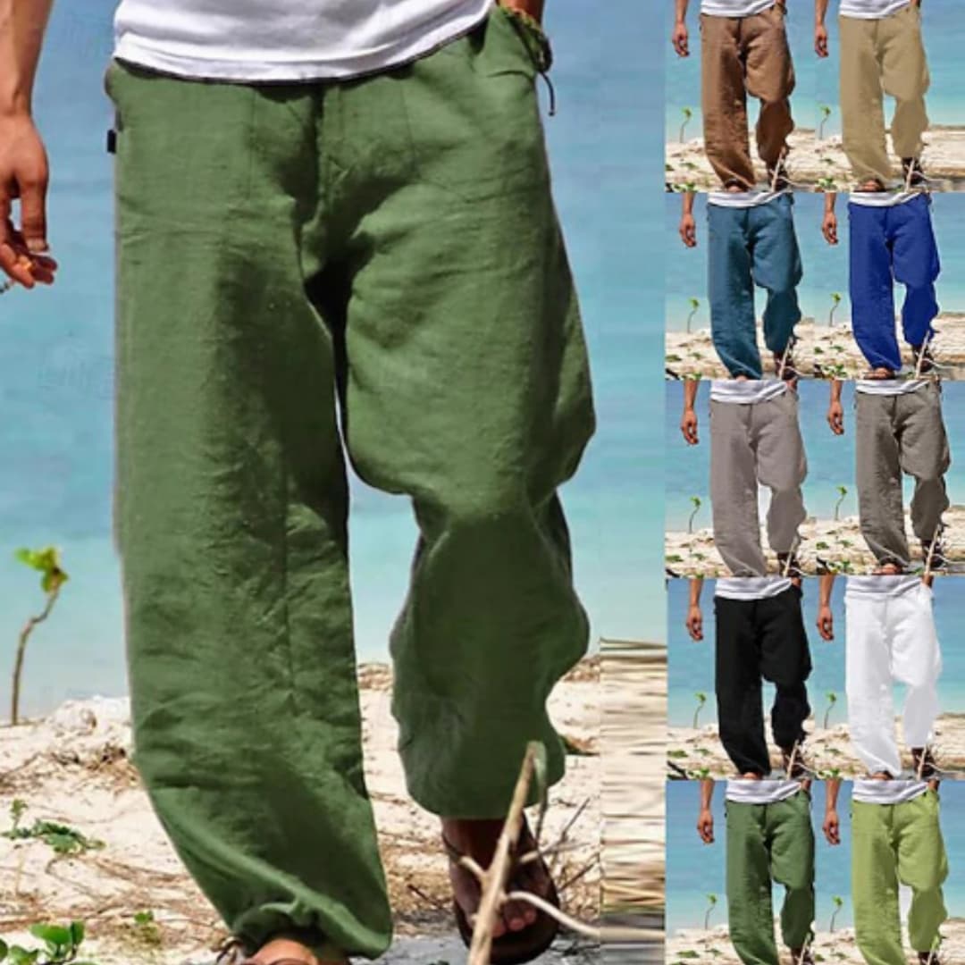 Pantalones de verano para hombre con cintura elástica y cordón