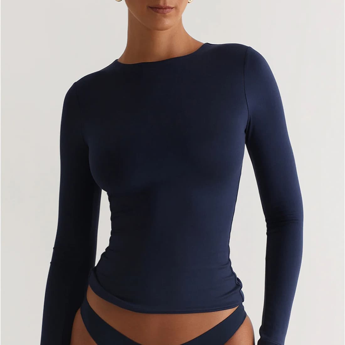 Camiseta ceñida manga larga para mujer
