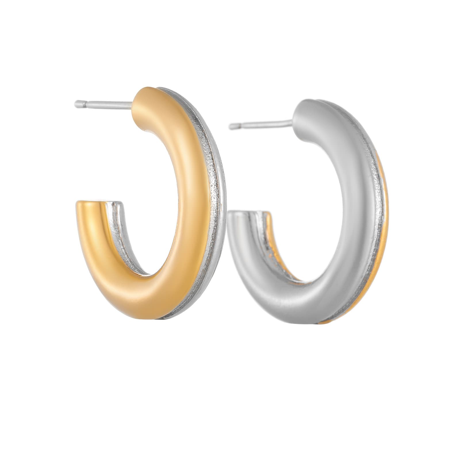 Aretes forma C de cobre chapado oro