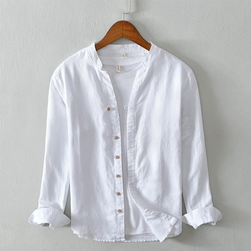 Camisa casual de lino con mangas largas