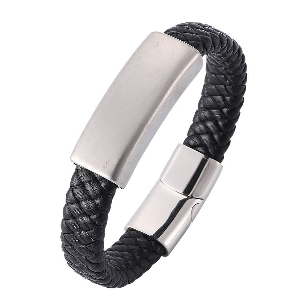 Pulsera de acero inoxidable con cuerda trenzada ajustable