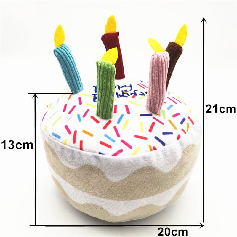 Juguete de peluche pastel de cumpleaños para perro