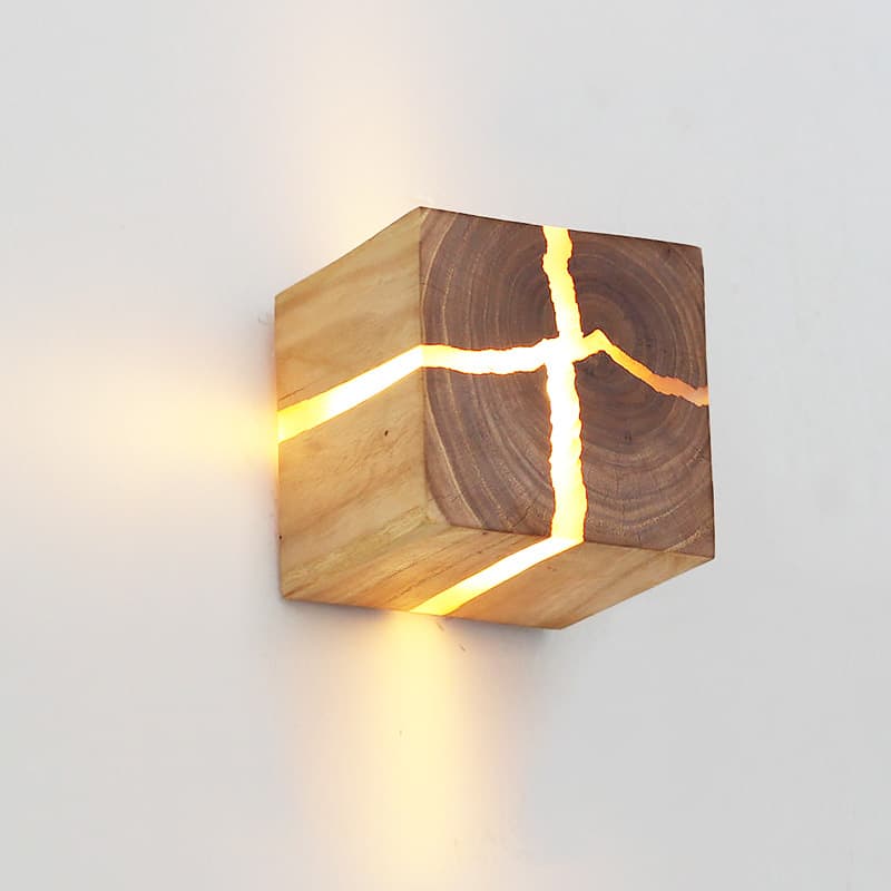 Lámpara de pared de madera maciza cuadrada estilo nórdico moderno