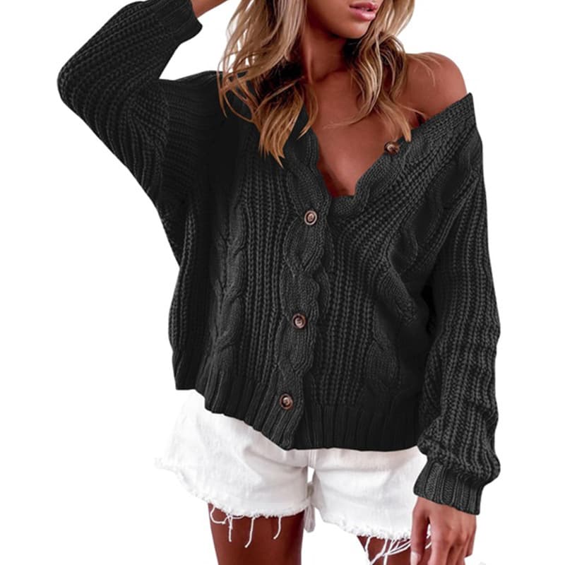 Suéter cardigan de un solo color, estilo europeo