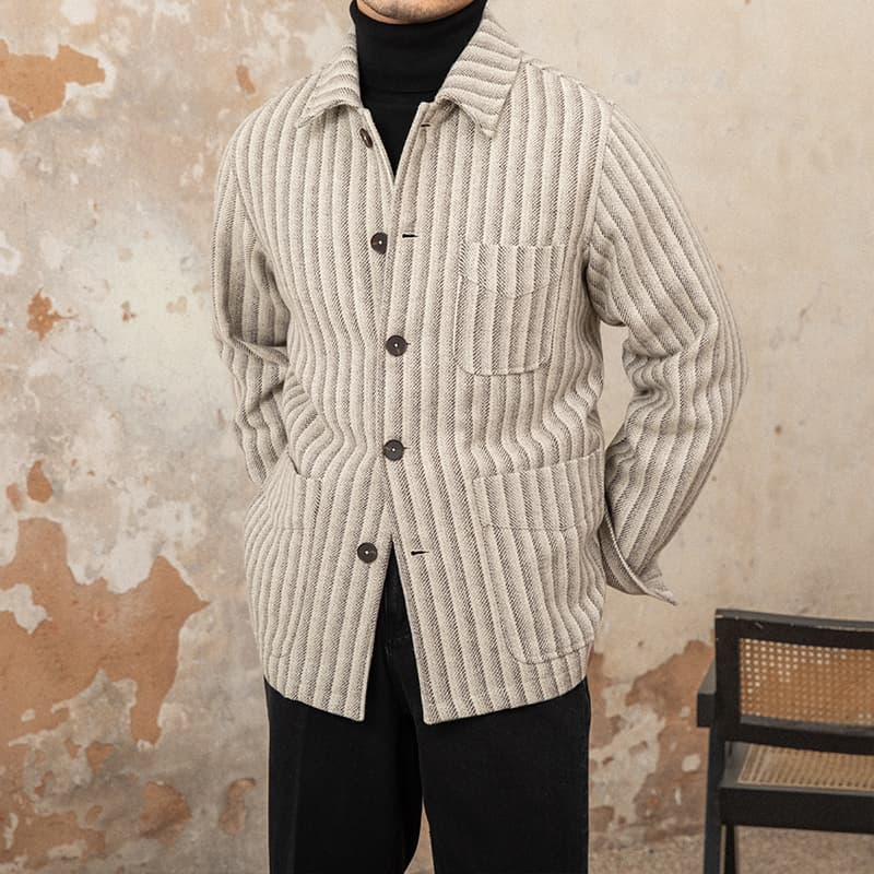 Chaqueta de lana a rayas para hombre