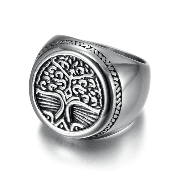 Anillo de acero inoxidable con Árbol de la Vida celta