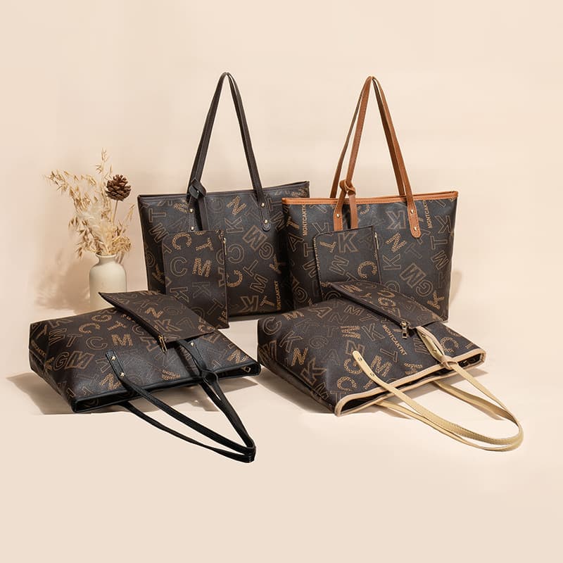 Bolso impreso de tendencia con billetera, set de 2 piezas