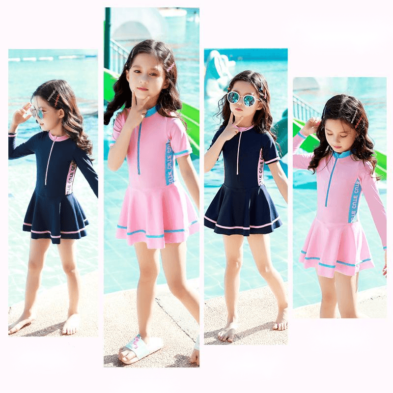 Traje de baño deportivo de niña bloques color