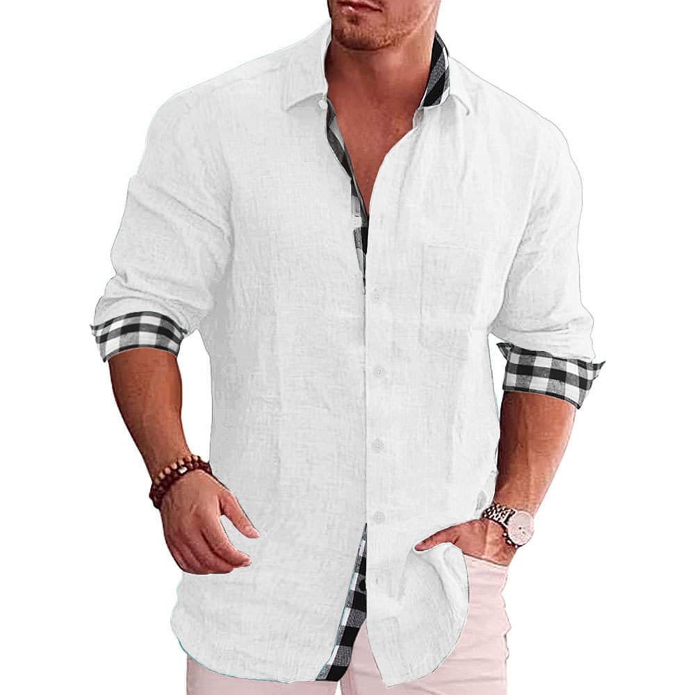Camisa de cuadros para hombre manga larga estilo casual