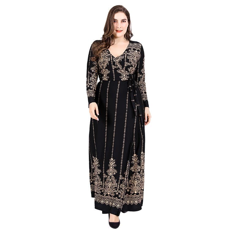 Vestido estampado vintage de vuelta y corte amplio