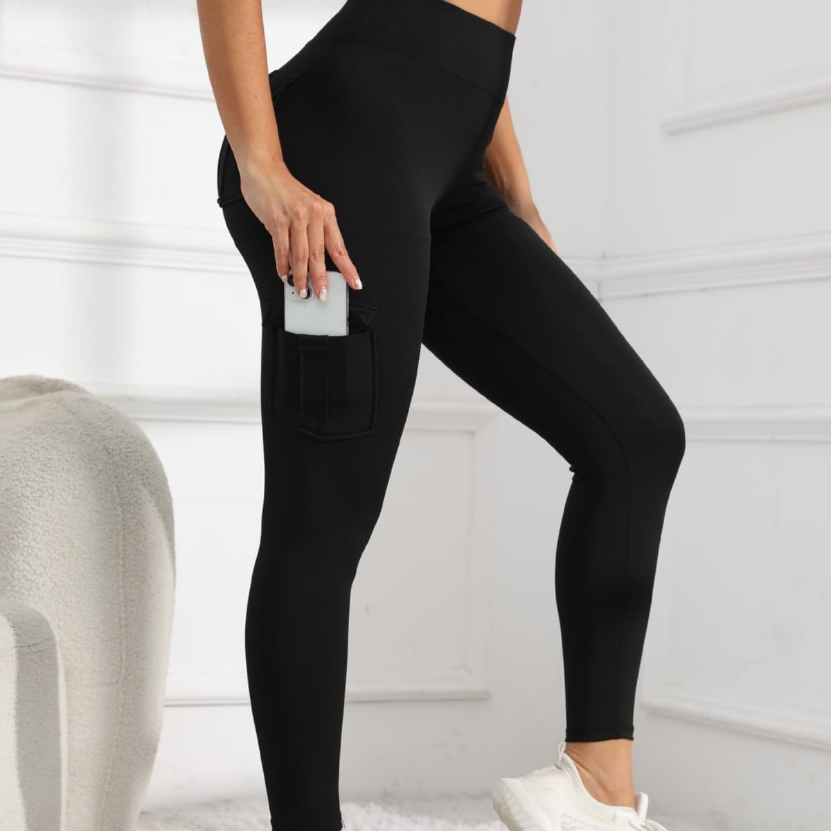 Pantalones yoga cintura alta con bolsillos deportivos