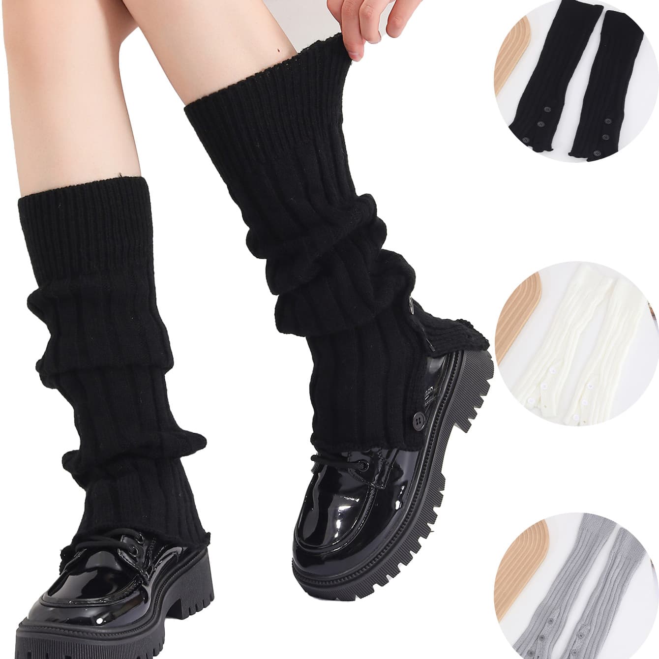 Calcetines slouch de felpa con diseño dividido en pantorrilla