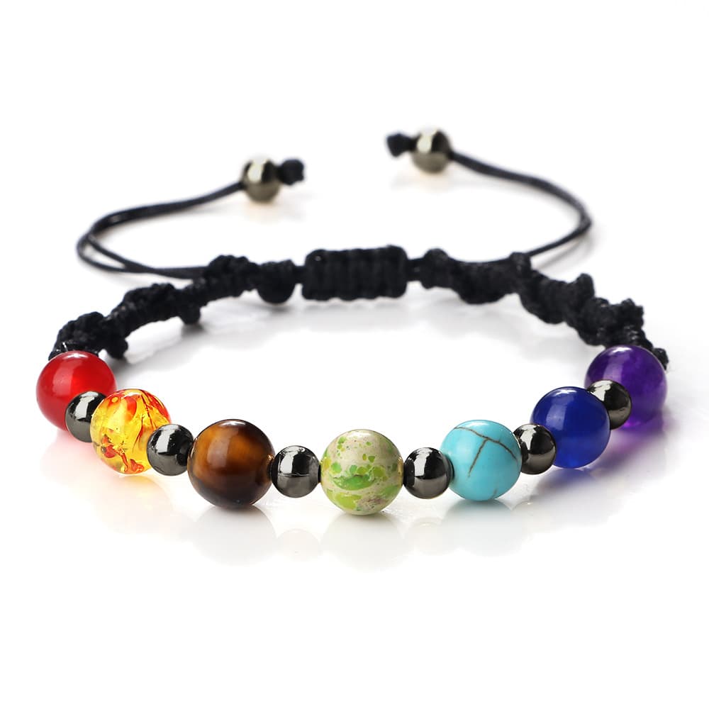 Pulsera yoga con cuentas de piedra tejida