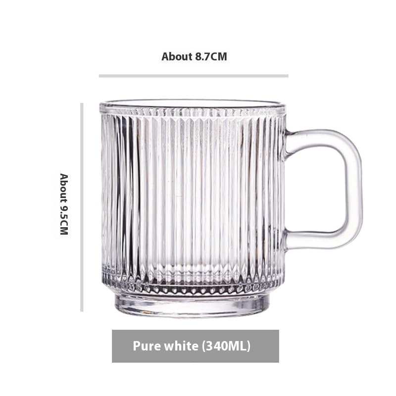 Vaso rayado de vidrio con asa, 340 ml